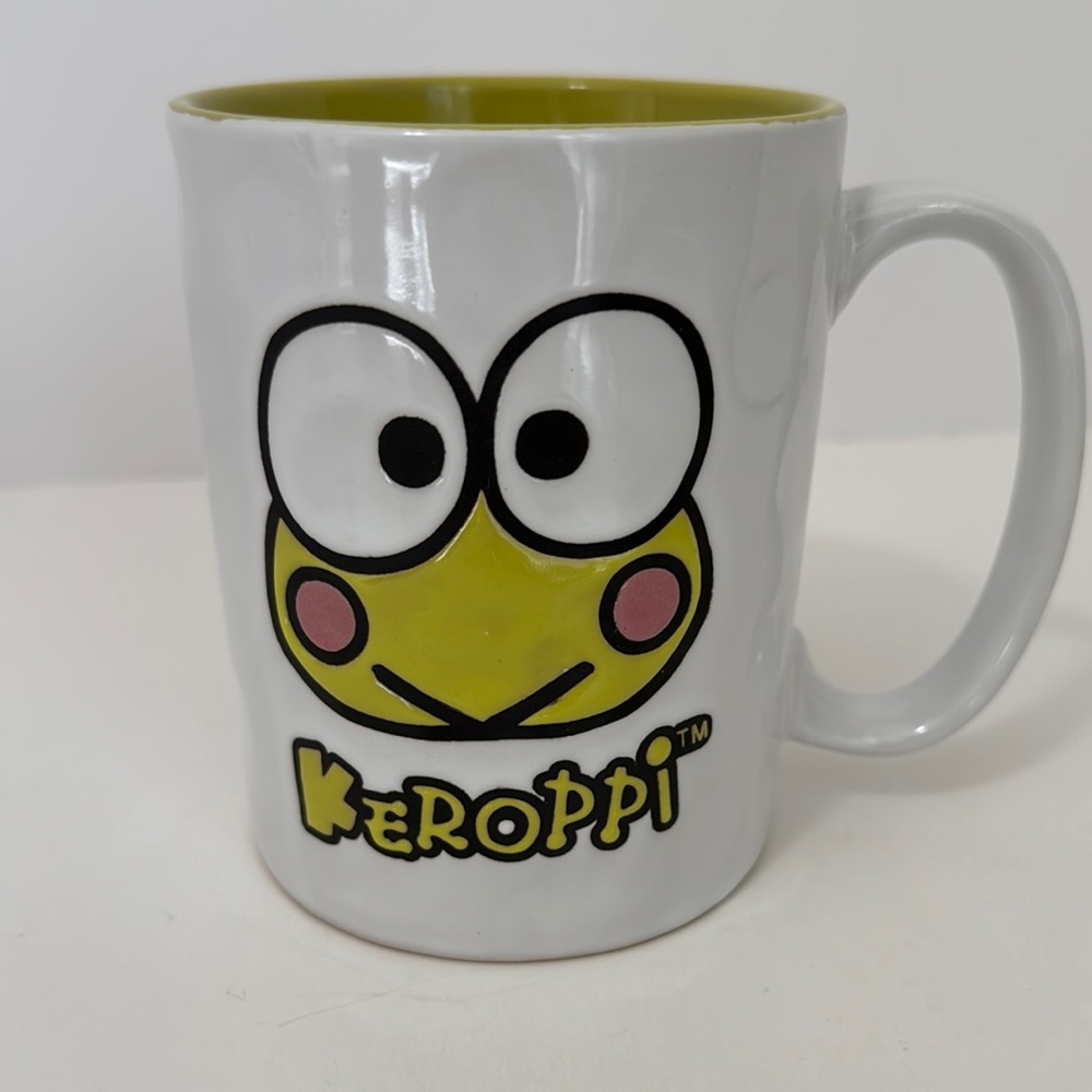 Sanrio Keroppi 17 oz Ceramic Mug Kawaii Coffee Tea Cup White Green